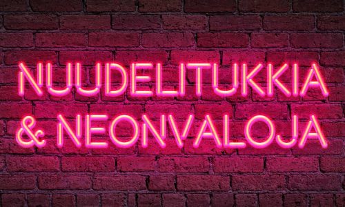 nuudelitukkia ja neonvaloja neonvalokyltti